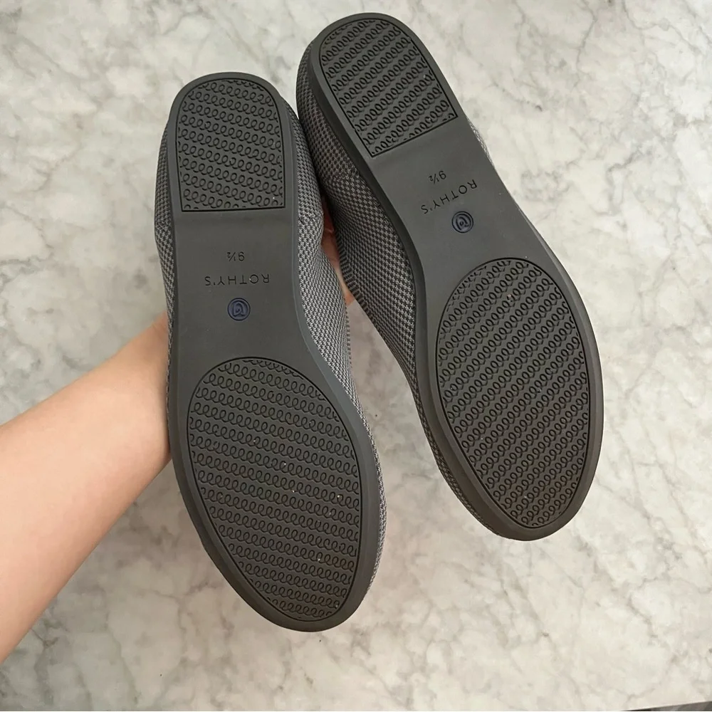 Rothy's Round Toe Ballet Flat Charcoal Grey Loafer Birdseye 9.5